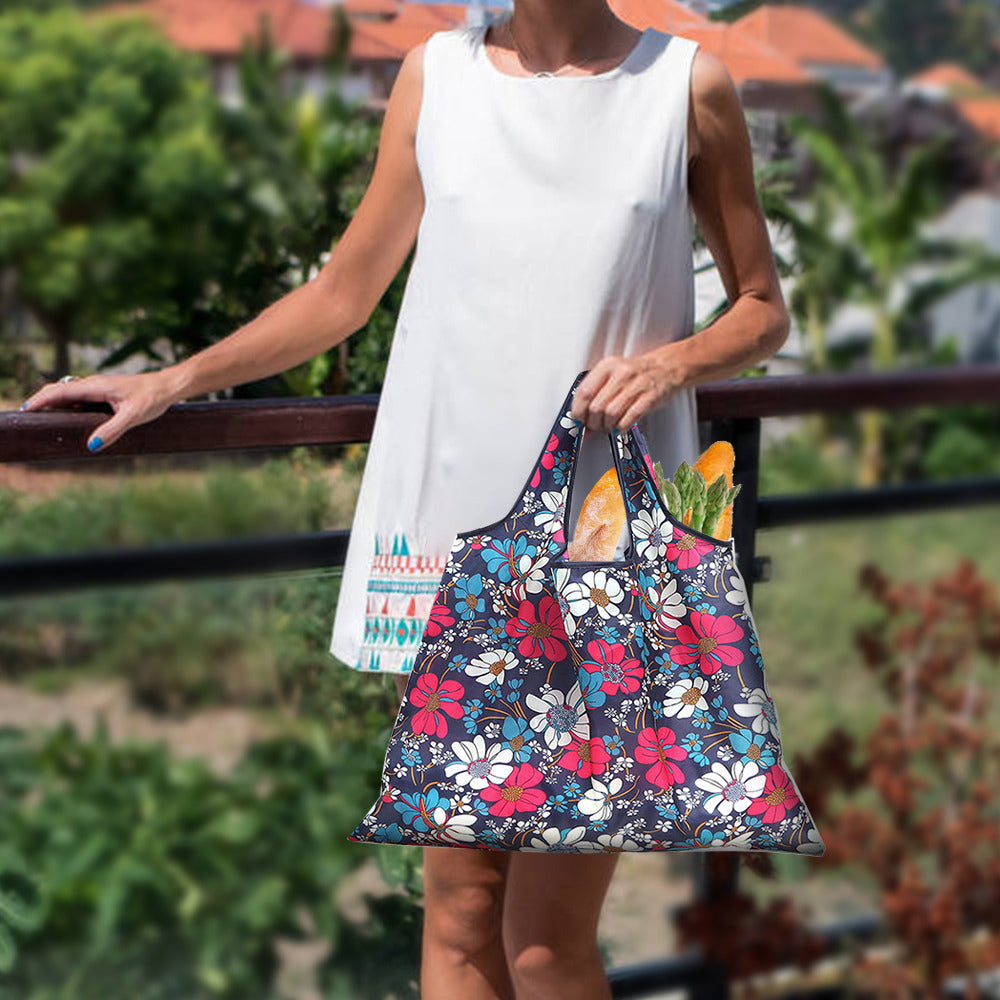 Foldable Reusable Shopping Bag – Eco-Friendly Lemon Print Tote