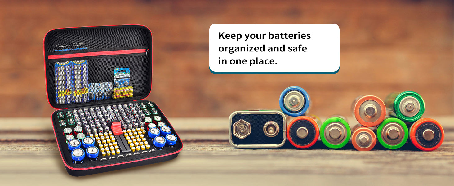 Battery Organizer Case – Storage Box with Tester (Case Only)