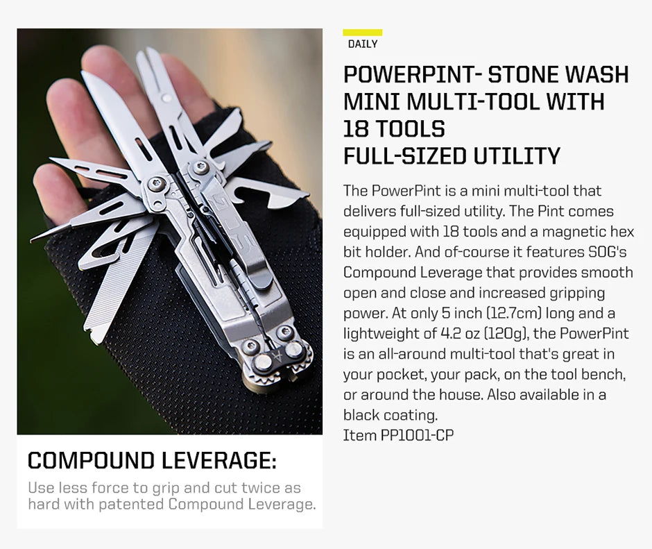 SOG PowerPint 18-in-1 Multi-Tool – Compact Tactical EDC Gear