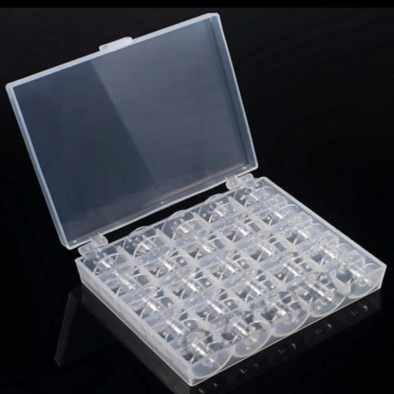 25PCS Clear Sewing Machine Bobbins Set – with Storage Box