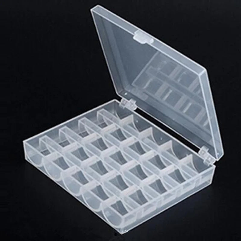 25PCS Clear Sewing Machine Bobbins Set – with Storage Box