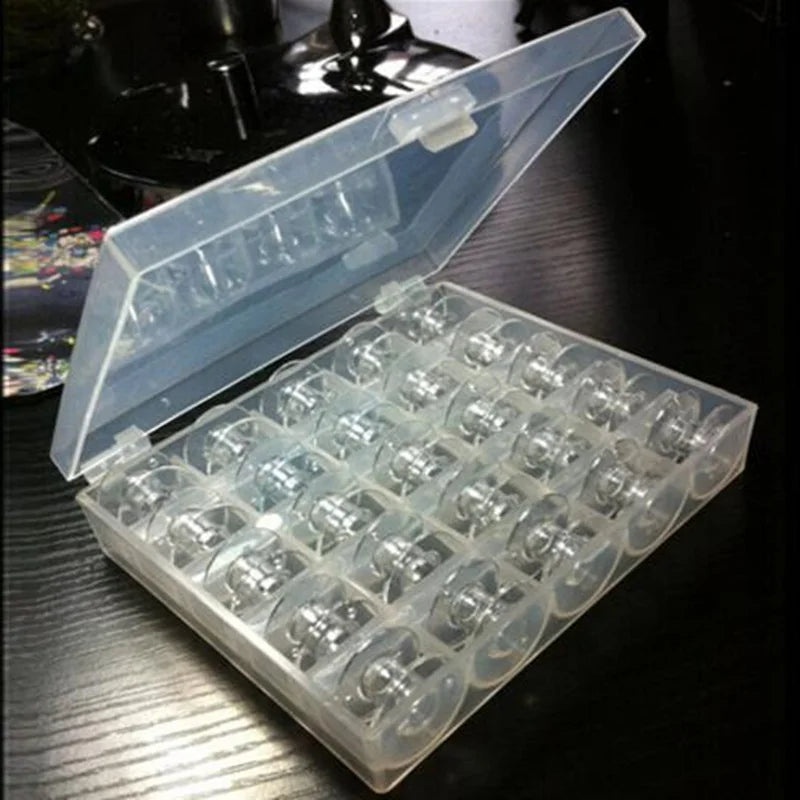 25PCS Clear Sewing Machine Bobbins Set – with Storage Box