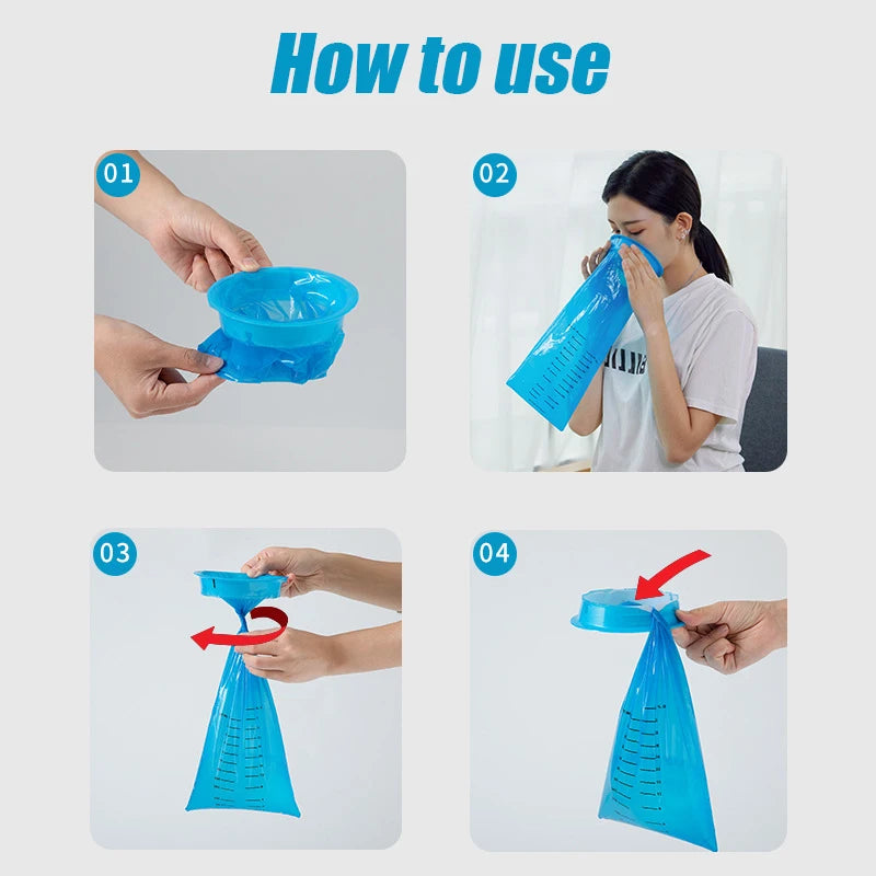 Disposable Travel Vomit Bags – 1000ML Portable Sick Bags