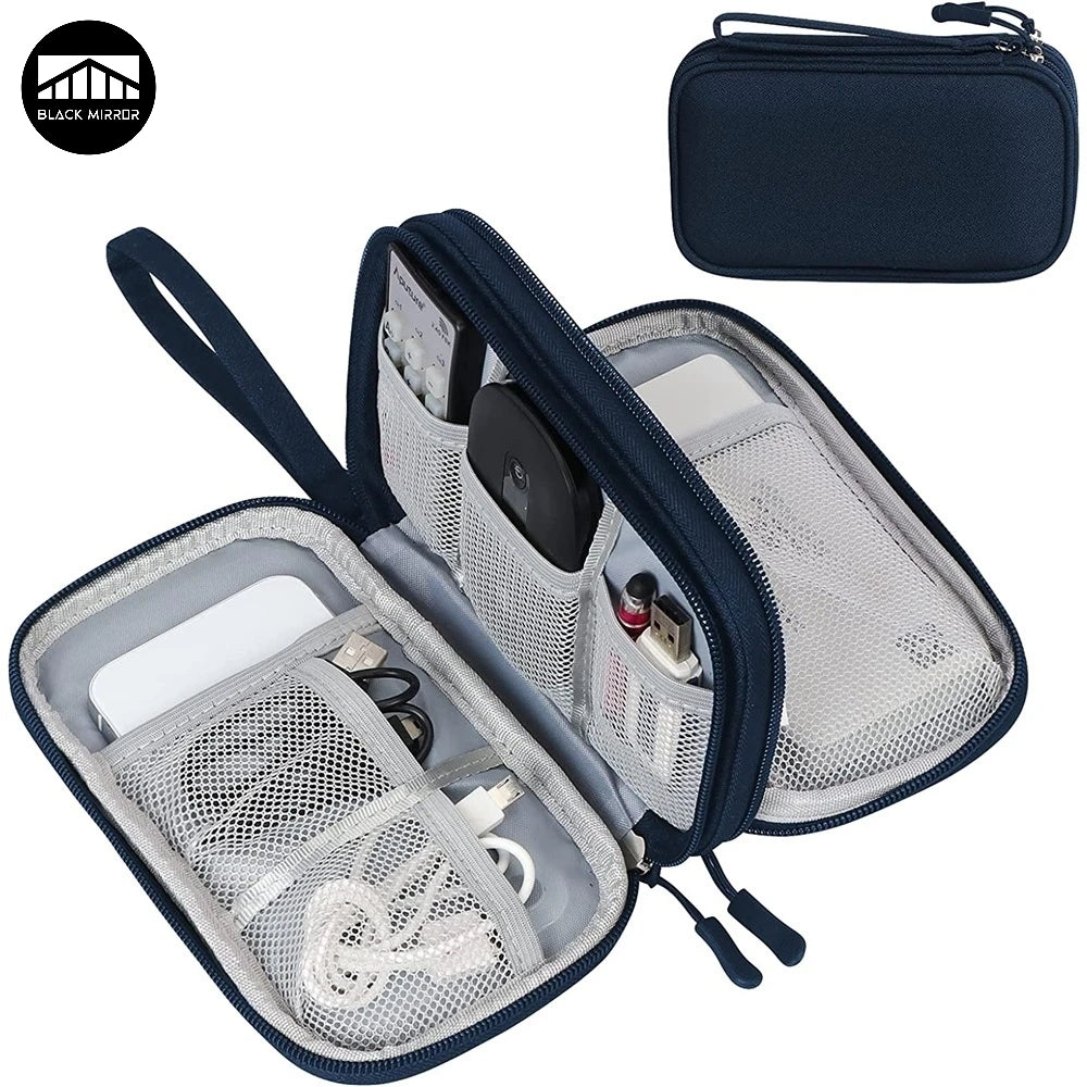 Double Layer Electronics Organizer – Portable Waterproof Storage Bag