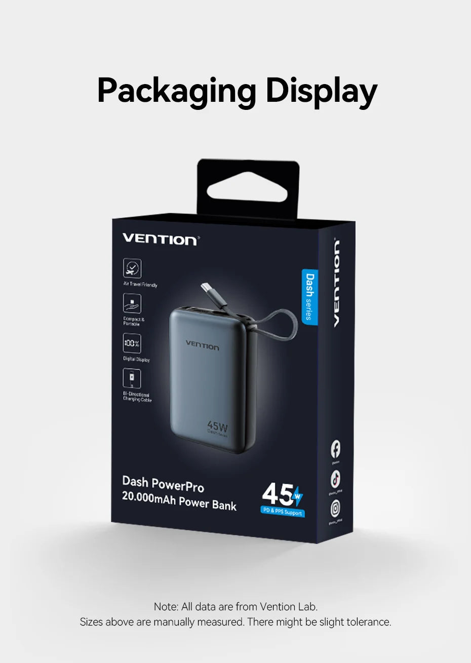 45W 20,000mAh Power Bank – Fast Charging Portable Charger