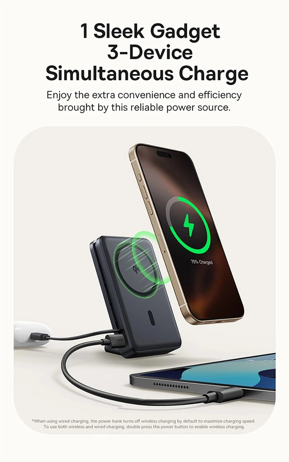 Qi2 45W 10000mAh Magnetic Power Bank – MagSafe Fast Charging