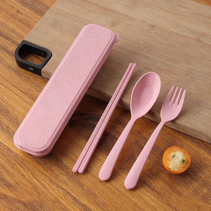 4pcs Portable Wheat Straw Cutlery Set Eco-Friendly Reusable Utensils