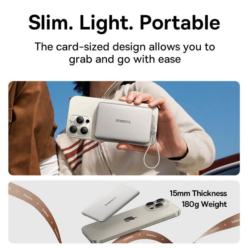 10000mAh Magnetic Power Bank – 15W Wireless & 27W Wired