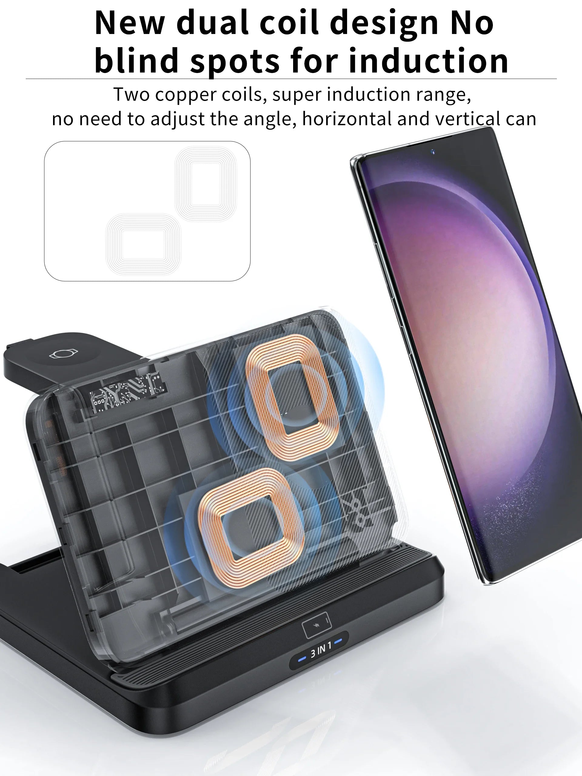 3-in-1 Wireless Charger Stand – Foldable Fast Charging Dock