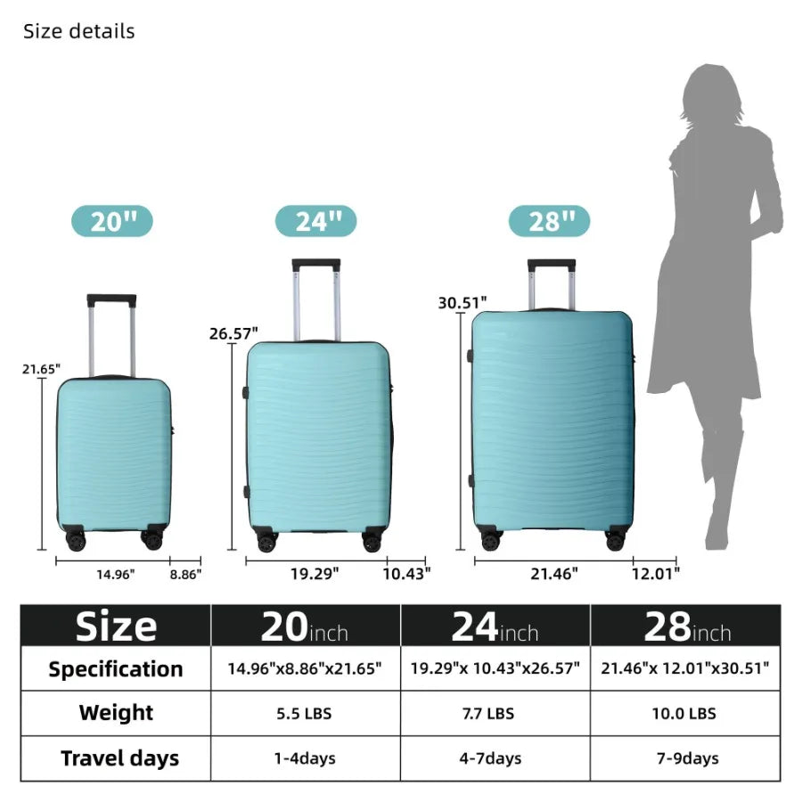 3-Piece Hardside Luggage Set – Spinner Wheels & Scratch-Resistant
