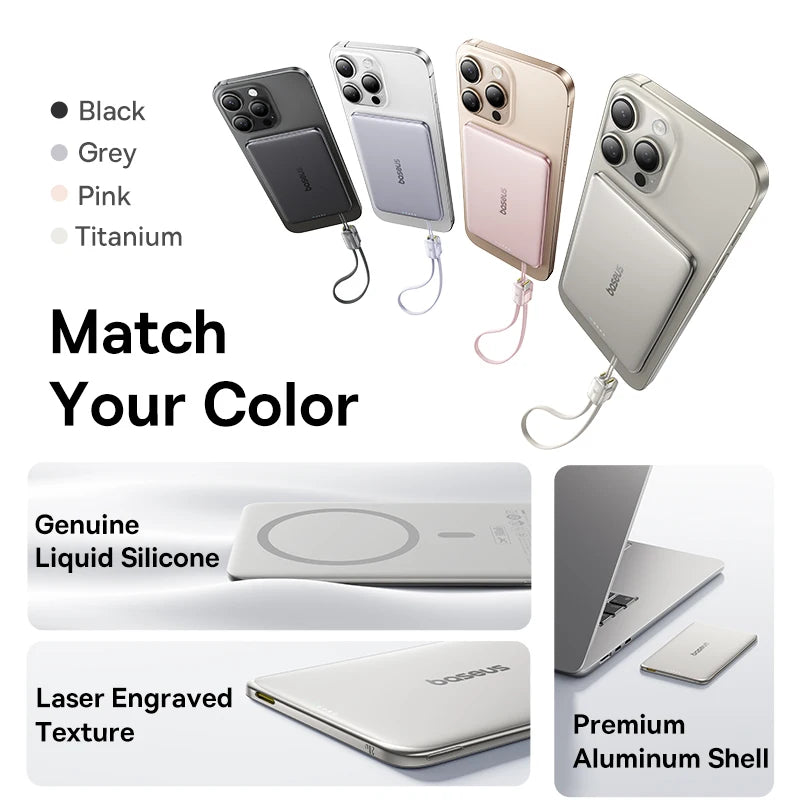 10000mAh Magnetic Power Bank – 15W Wireless & 27W Wired