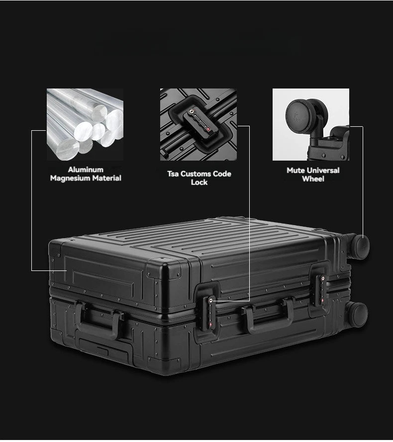 2024 Aluminum Luggage Set – Durable Carry-On Suitcases
