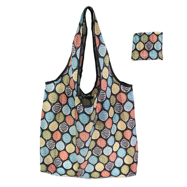 Foldable Reusable Shopping Bag – Eco-Friendly Lemon Print Tote