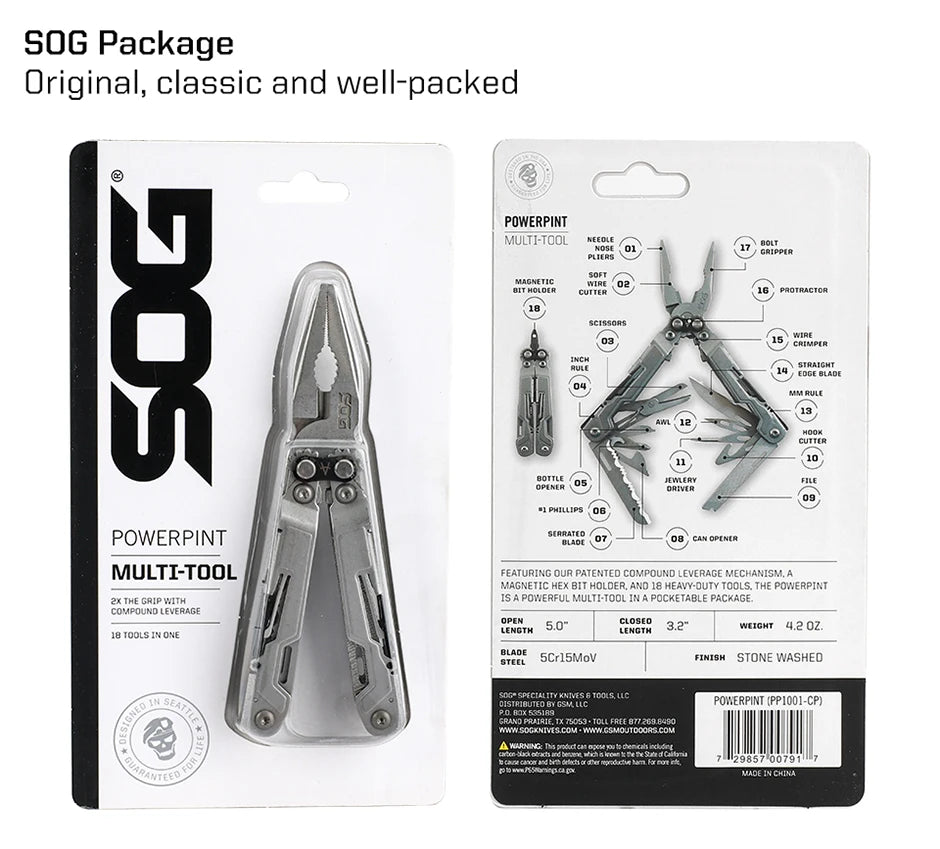 SOG PowerPint 18-in-1 Multi-Tool – Compact Tactical EDC Gear