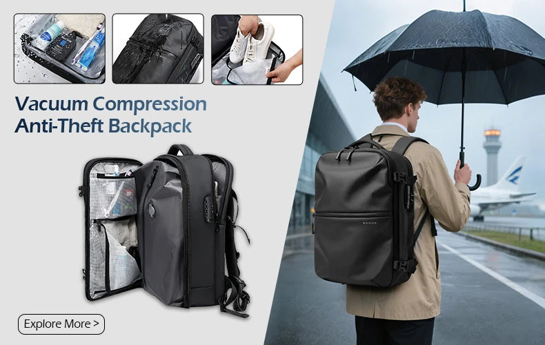 Expandable Men’s Backpack – 17.3” Waterproof Laptop Bag