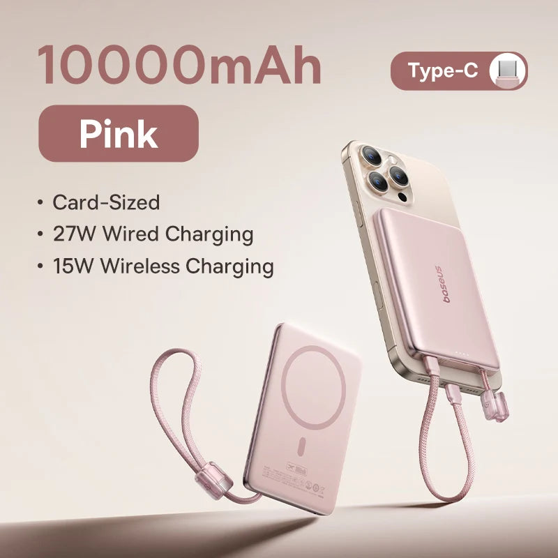 10000mAh Magnetic Power Bank – 15W Wireless & 27W Wired