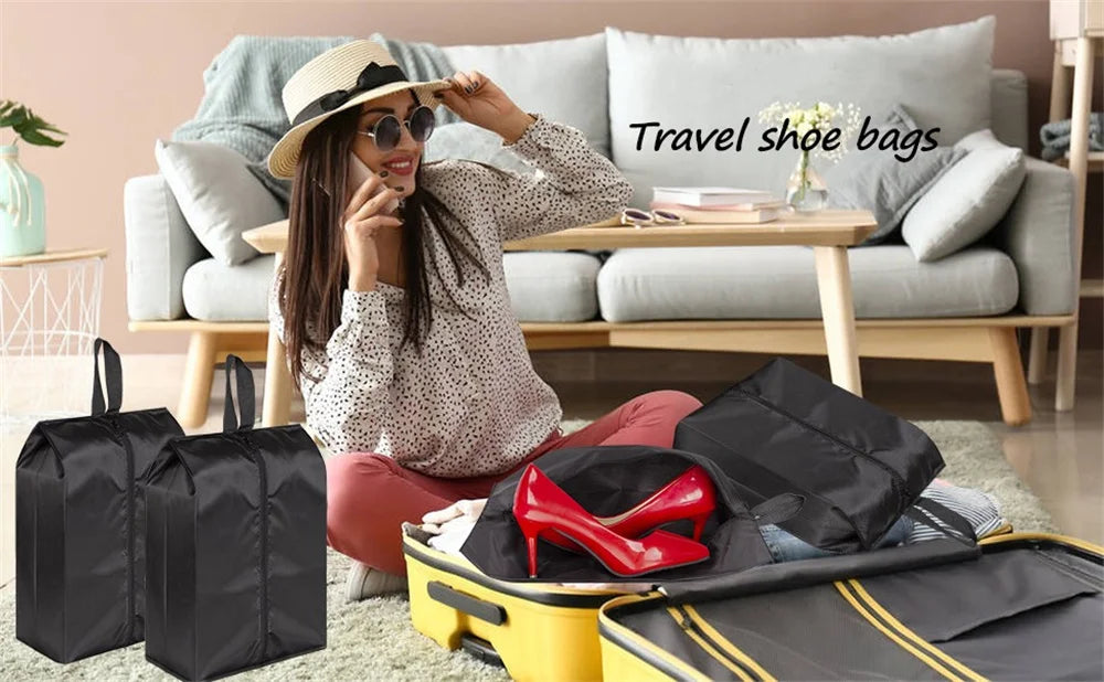 2/4 Pack Portable Waterproof Shoe Bags with Zipper – Travel Organizer