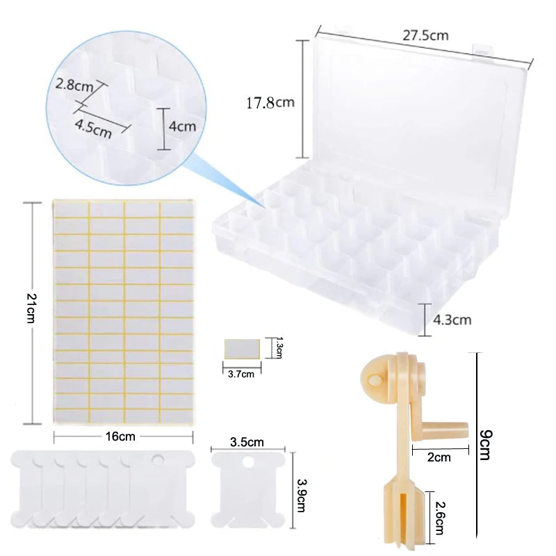 36-Grid Embroidery Floss Organizer Box – with Bobbins & Stickers