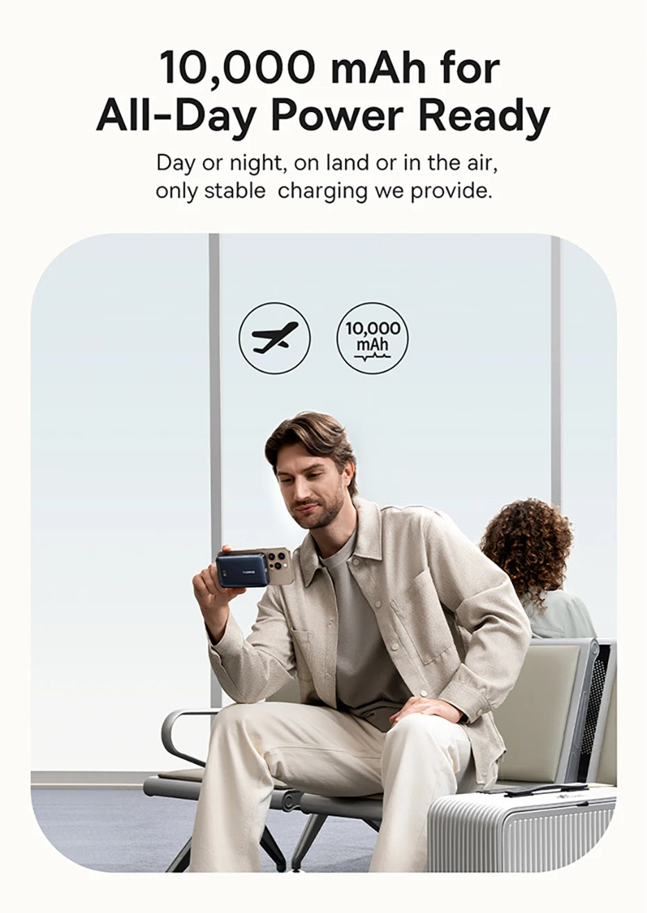 Qi2 45W 10000mAh Magnetic Power Bank – MagSafe Fast Charging