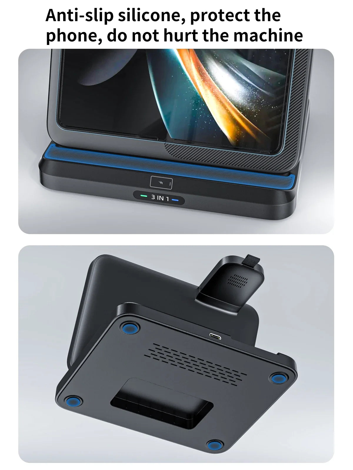 3-in-1 Wireless Charger Stand – Foldable Fast Charging Dock