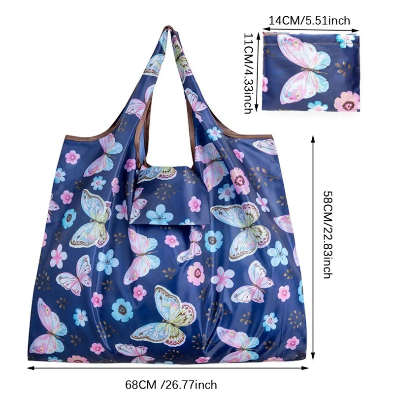Butterfly Flower Folding Shopping Bag – Reusable Eco Tote
