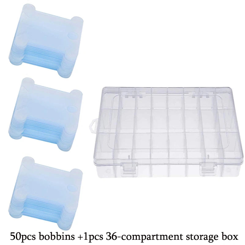 36-Grid Embroidery Floss Organizer Box – with Bobbins & Stickers