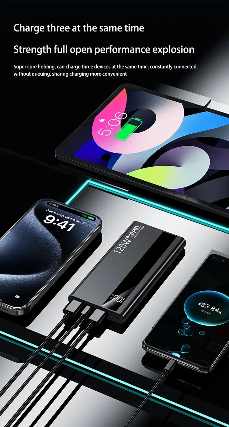 120W 500,000mAh High-Capacity Power Bank – Super Fast Charging