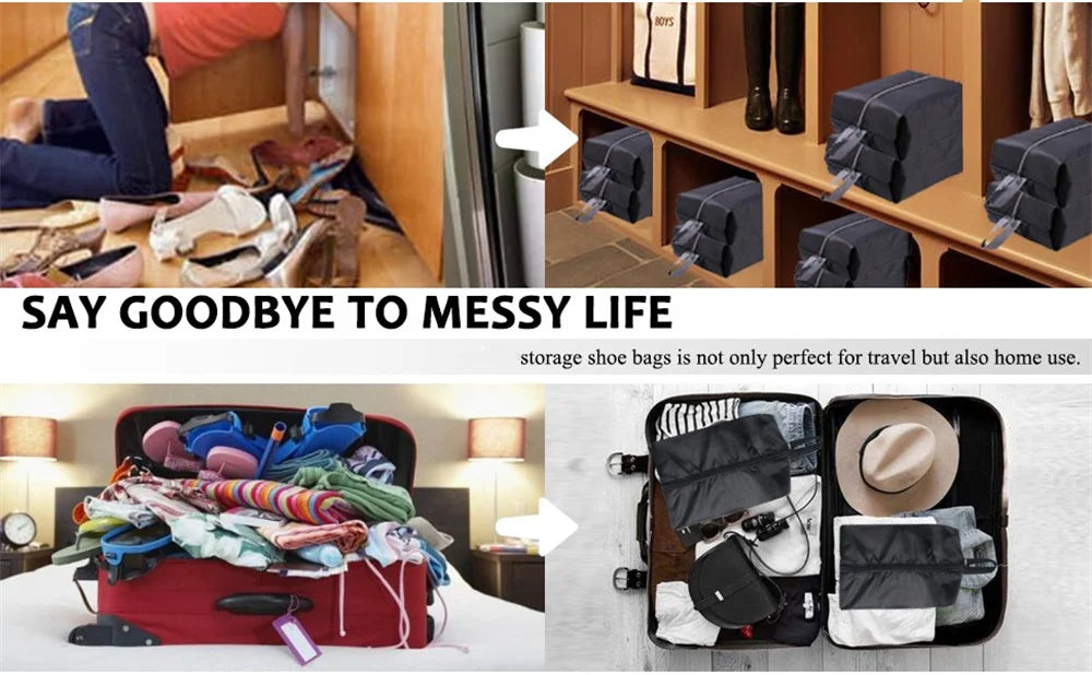 2/4 Pack Portable Waterproof Shoe Bags with Zipper – Travel Organizer