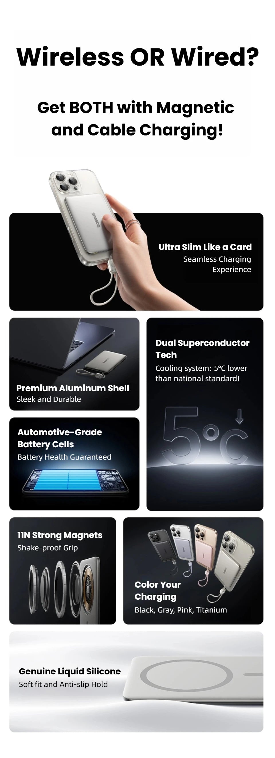 10000mAh Magnetic Power Bank – 15W Wireless & 27W Wired