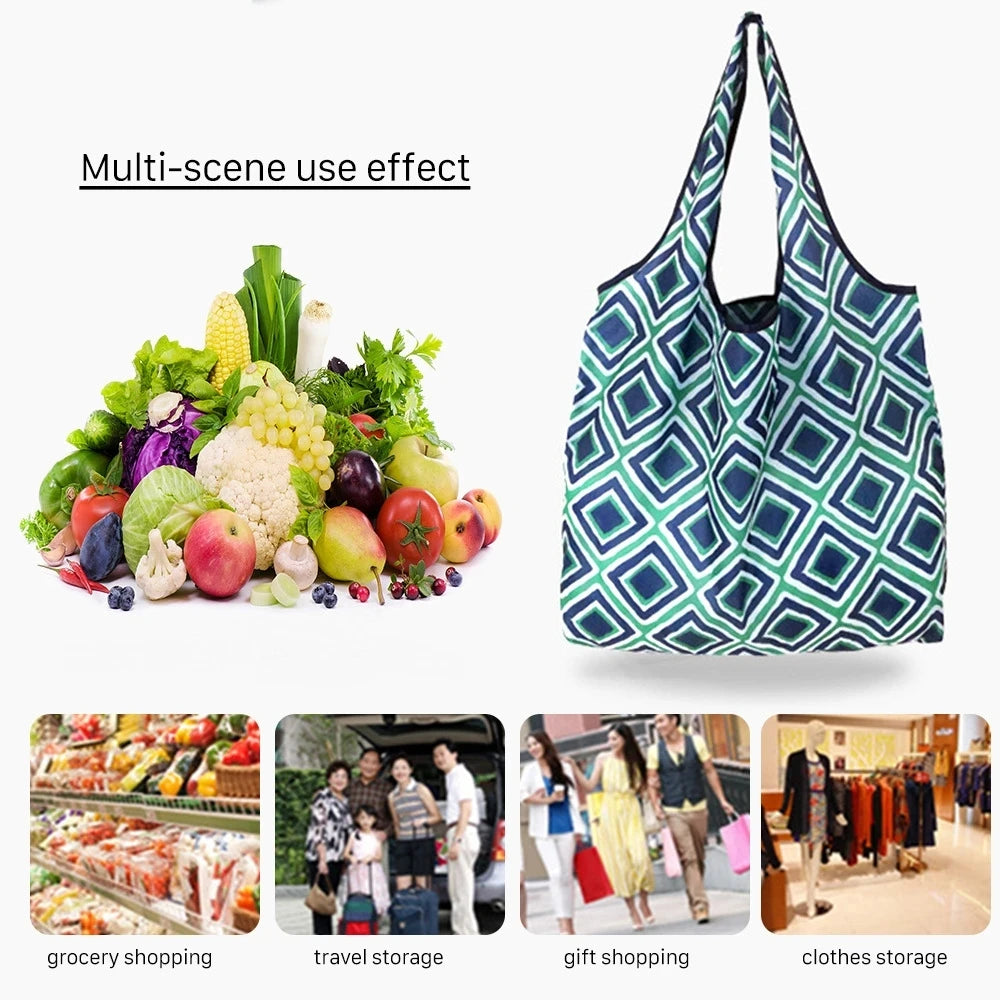 Foldable Reusable Shopping Bag – Eco-Friendly Lemon Print Tote