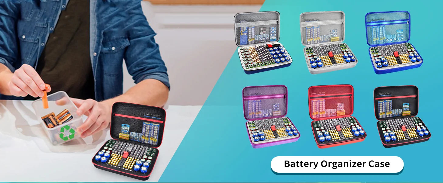 Battery Organizer Case – Storage Box with Tester (Case Only)