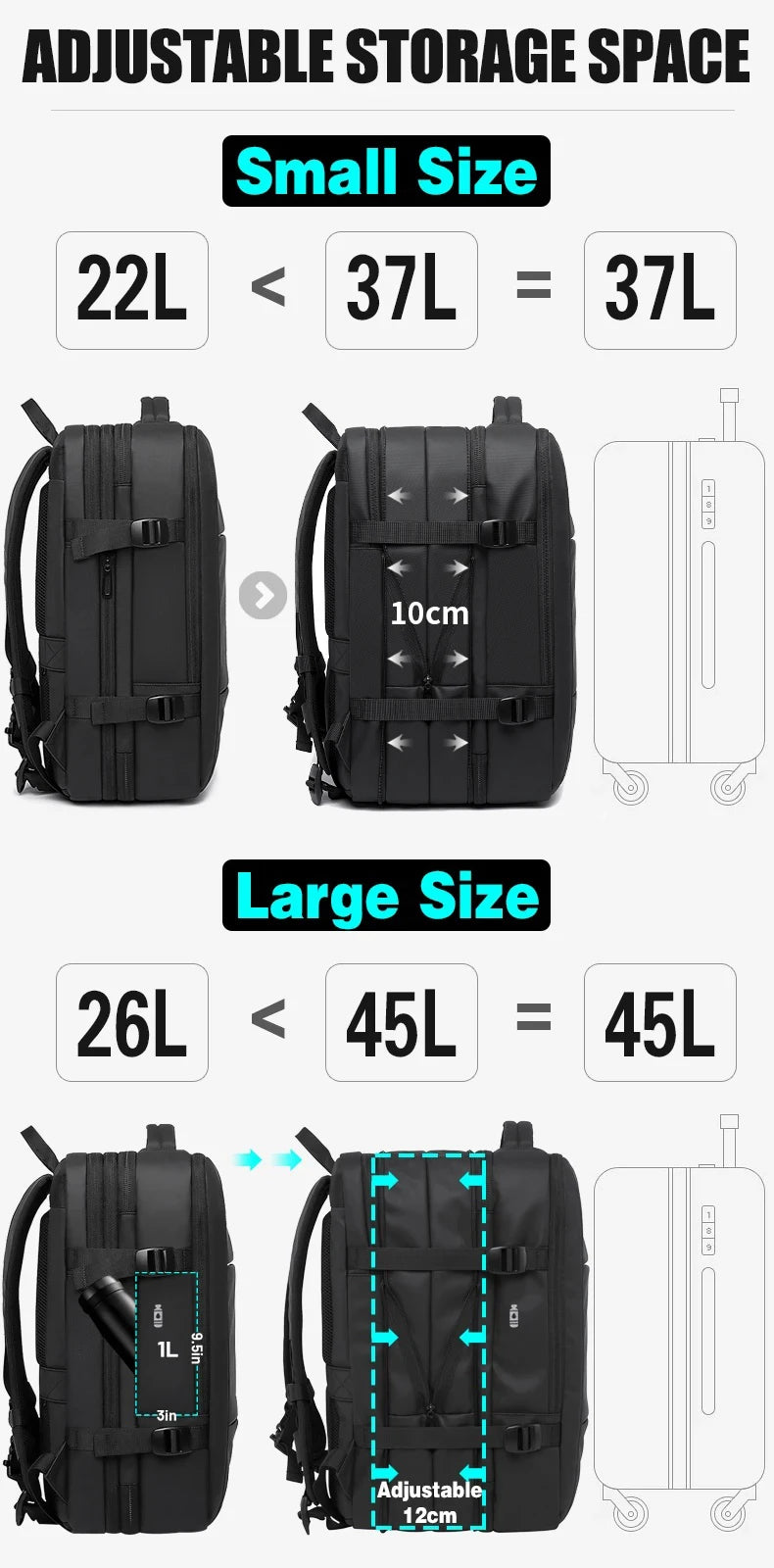 Expandable Men’s Backpack – 17.3” Waterproof Laptop Bag