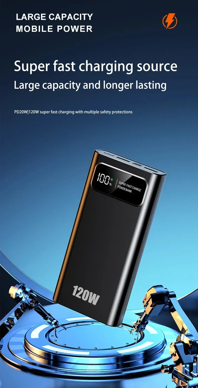 200,000mAh 120W High-Capacity Power Bank – Super Fast Charging
