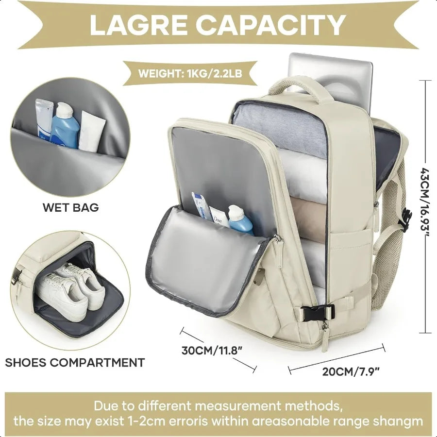 WONHOX Large Travel Backpack – Carry-On Laptop Bag