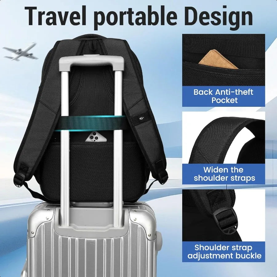 17.3” Business Laptop Backpack – USB Charging Travel Daypack