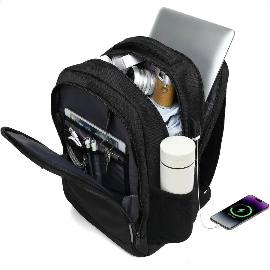17.3” Business Laptop Backpack – USB Charging Travel Daypack