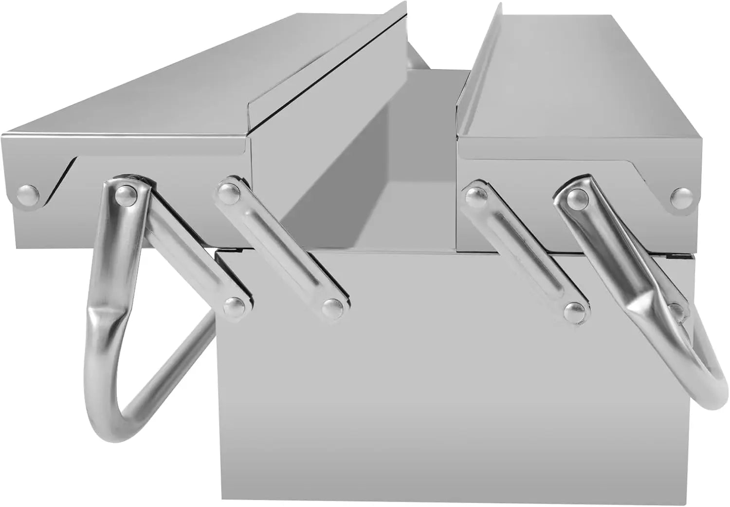 2-Tier Stainless Steel Toolbox – Retractable Tray Organizer