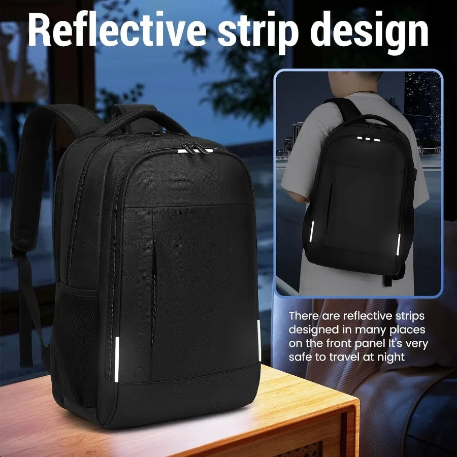 17.3” Business Laptop Backpack – USB Charging Travel Daypack