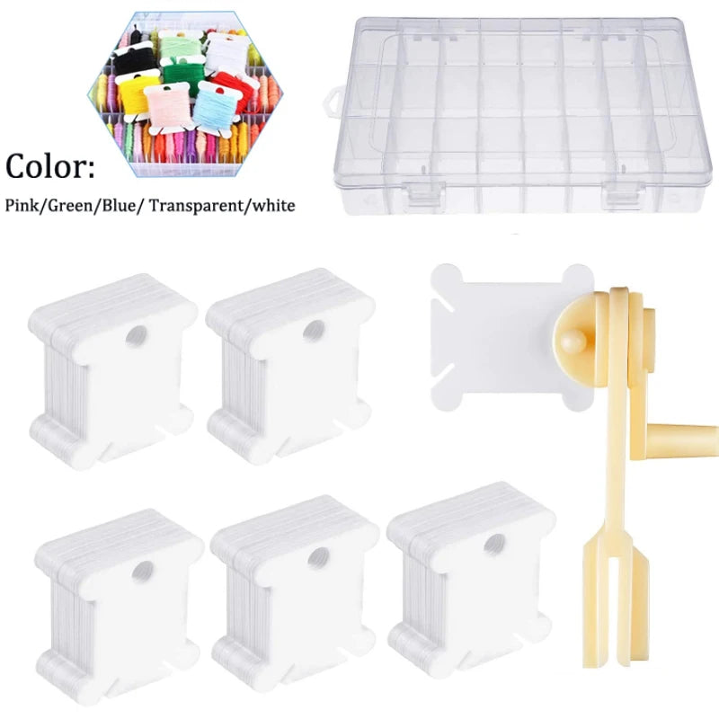 36-Grid Embroidery Floss Organizer Box – with Bobbins & Stickers