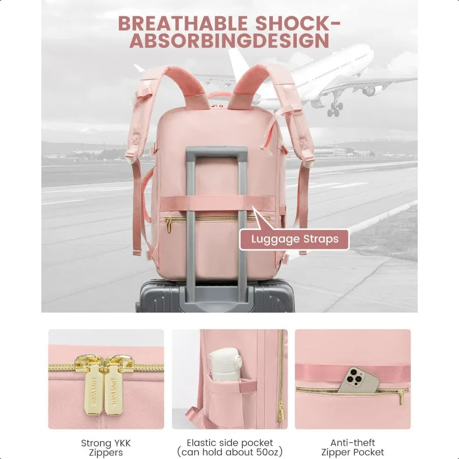 40L Women’s Travel Backpack – Carry-On Laptop Bag