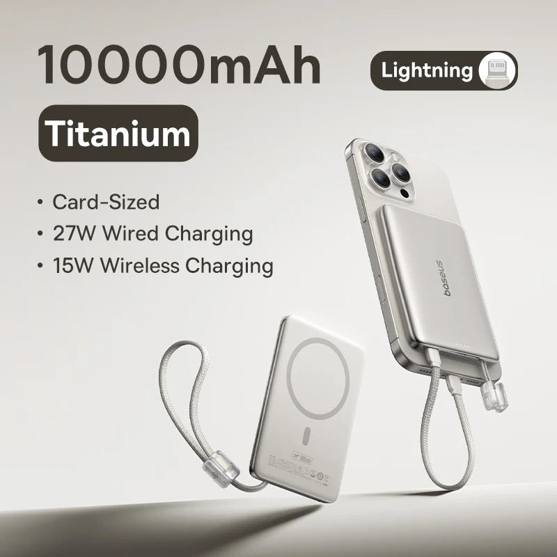 10000mAh Magnetic Power Bank – 15W Wireless & 27W Wired