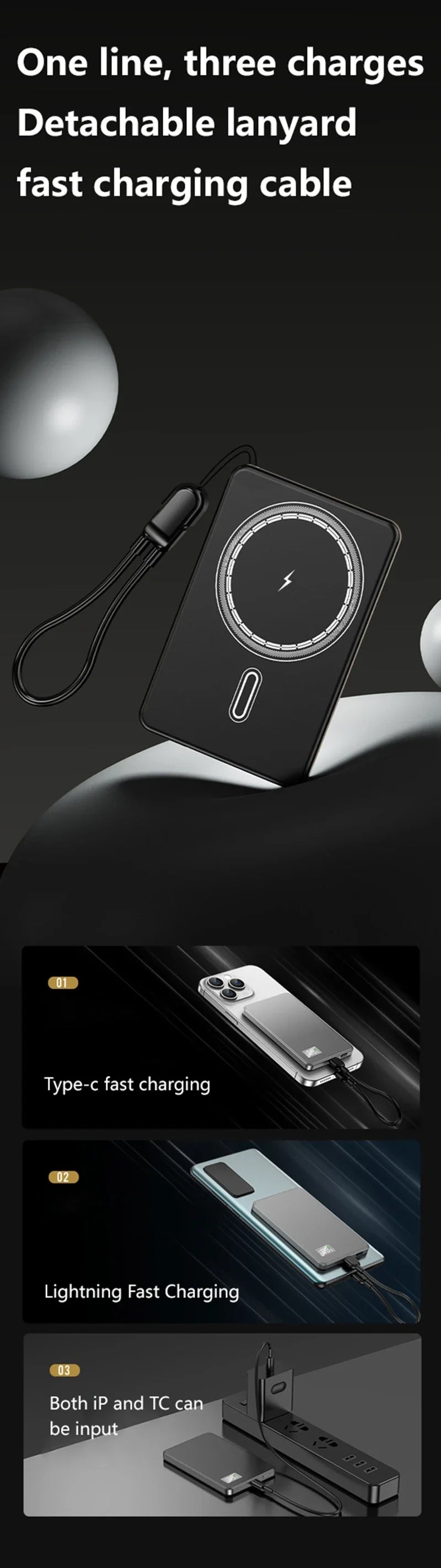 50,000mAh Magnetic Wireless Power Bank – PD 22.5W Fast Charging