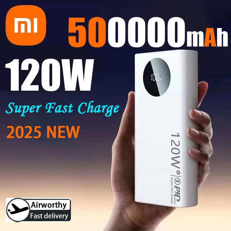 120W 500000mAh High-Capacity Power Bank – Fast Charging