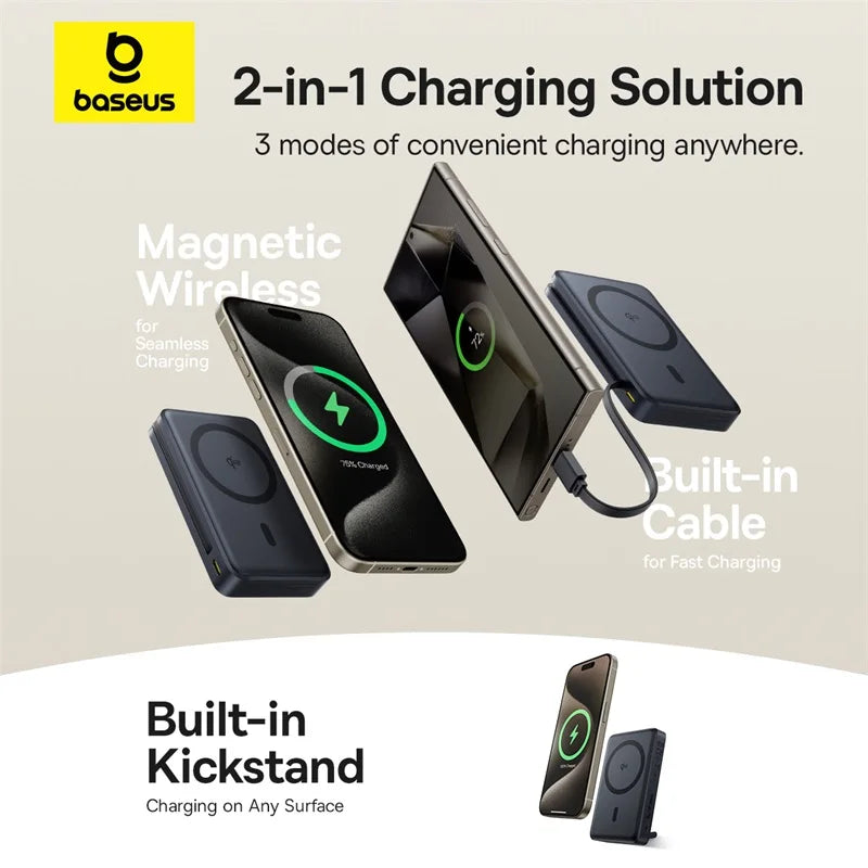 Qi2 45W 10000mAh Magnetic Power Bank – MagSafe Fast Charging