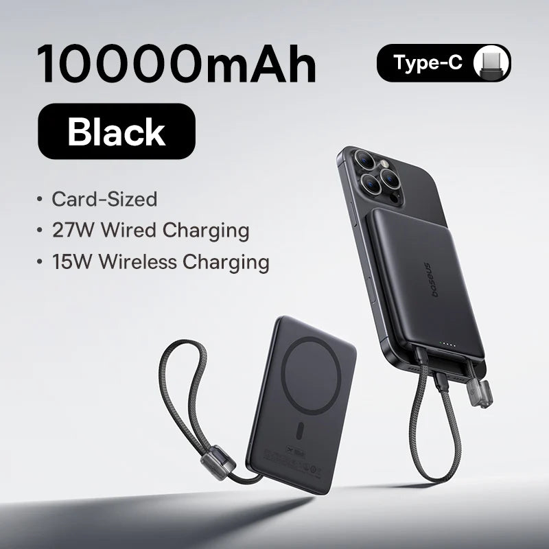 10000mAh Magnetic Power Bank – 15W Wireless & 27W Wired