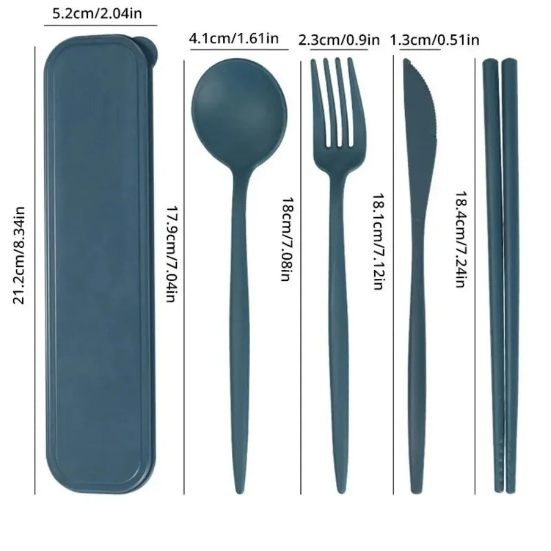 4pcs Portable Wheat Straw Cutlery Set Eco-Friendly Reusable Utensils