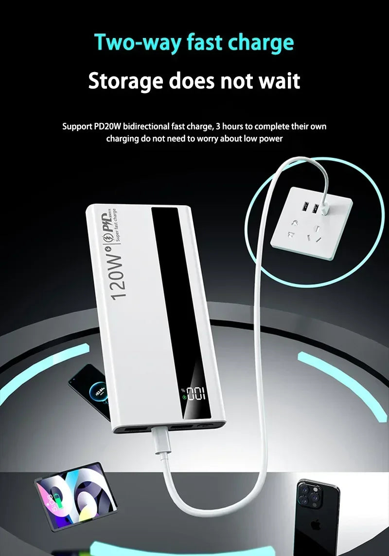 120W 500,000mAh High-Capacity Power Bank – Super Fast Charging