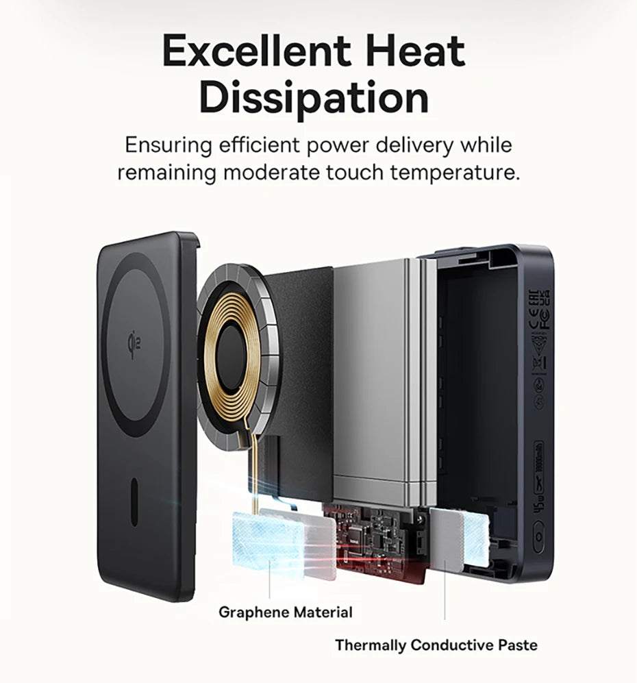 Qi2 45W 10000mAh Magnetic Power Bank – MagSafe Fast Charging