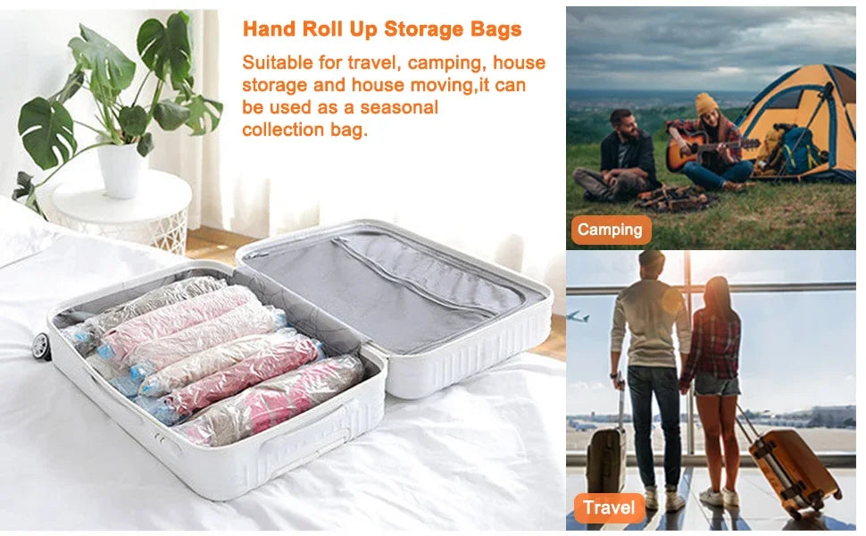 5pcs Travel Compression Vacuum Bags for Clothes & Luggage