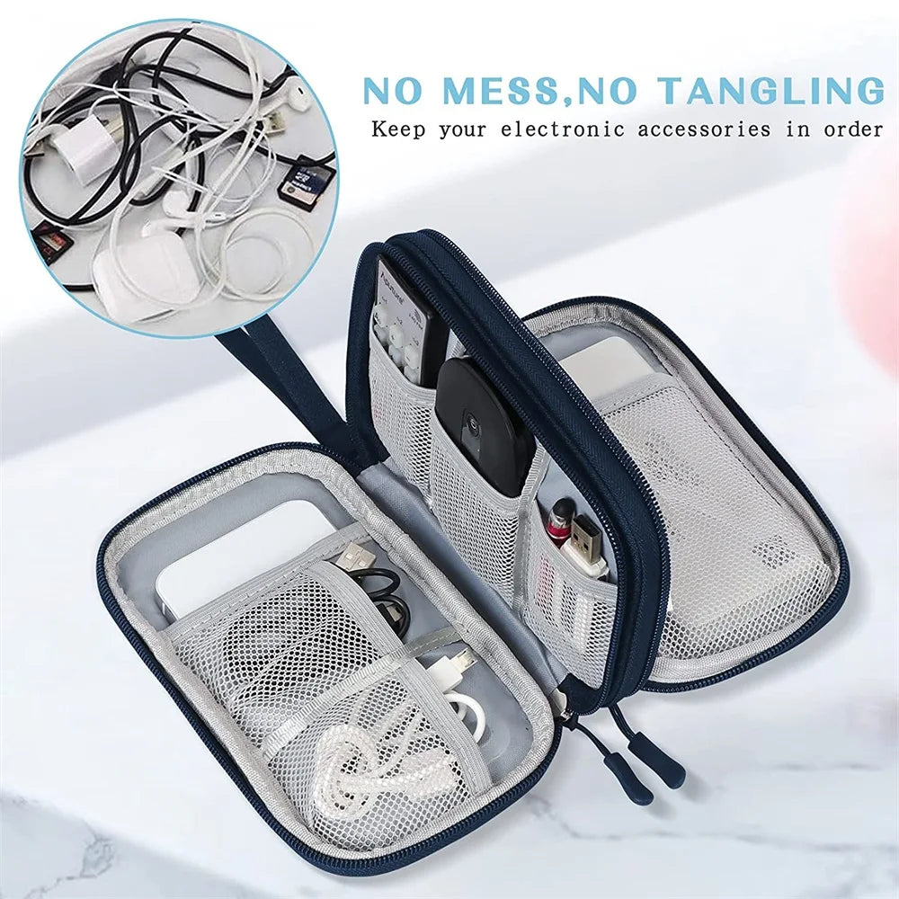 Double Layer Electronics Organizer – Portable Waterproof Storage Bag